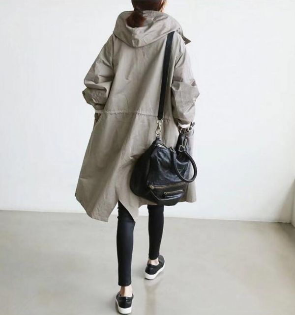 L размер # осень-зима прекрасное качество супер популярный симпатичный Schic модный с капюшоном . casual пальто внешний свободно большой размер * пепел 