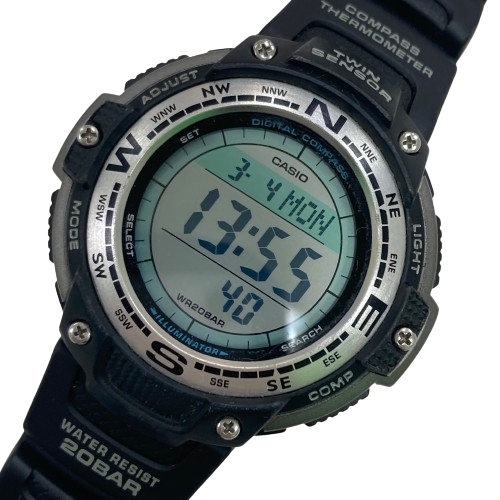 【CASIO/カシオ】SGW-100J 5 ALARMS WORLD TIME 3156 デジタル 腕時計 メンズ ブラック 時計★6510_画像1