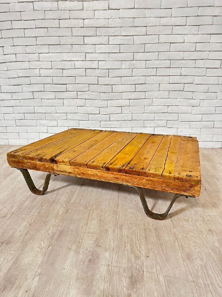 4698 ドイツ アンティーク 1950年代 テーブル ローテーブル インダストリアル ブルックリン 男前系 高さ23cm 幅100cm 奥行き70cm aaa