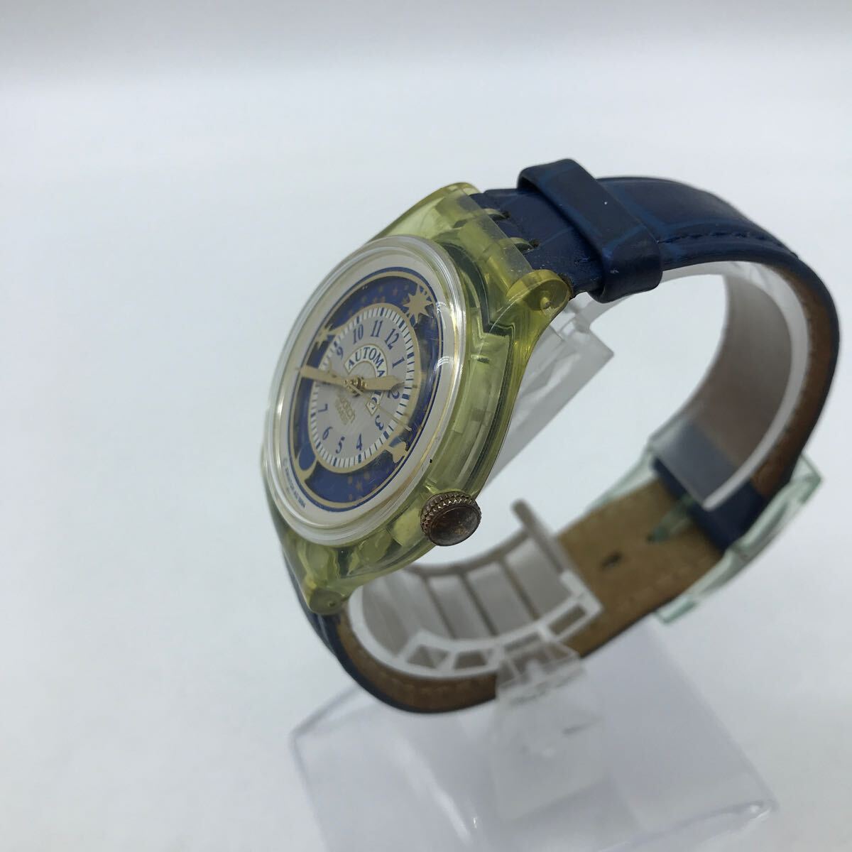 Swatch スウォッチ Automatic 自動巻き 稼働品 星 スター 裏スケ レザーベルト_画像3