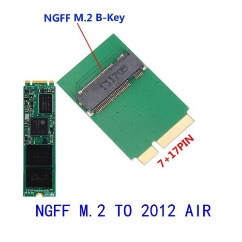 新品即決■s送料無料 M.2 NGFF 2280 SATA SSD → APPLE macbook air 2012 A1466 A1465 MD223 MD224 MD231 MD232 64G 512G SSD 変換アダプタの画像1
