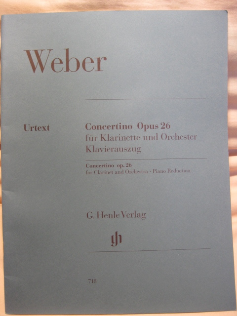 古本 Weber Concertino op. 26　for Clarinet and Orchestra・Piano Reduction_画像1