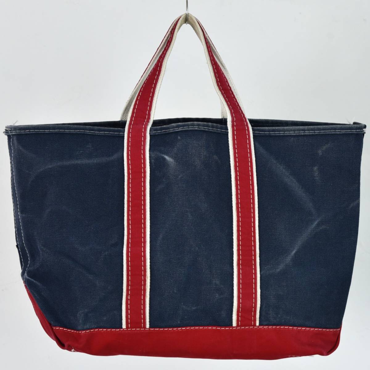 雰囲気◎ ギザタグ！ 80s L.L.Bean デラックス BOAT AND TOTE キャンバス トートバッグ ビンテージ ネイビー レッド ラージ_画像3