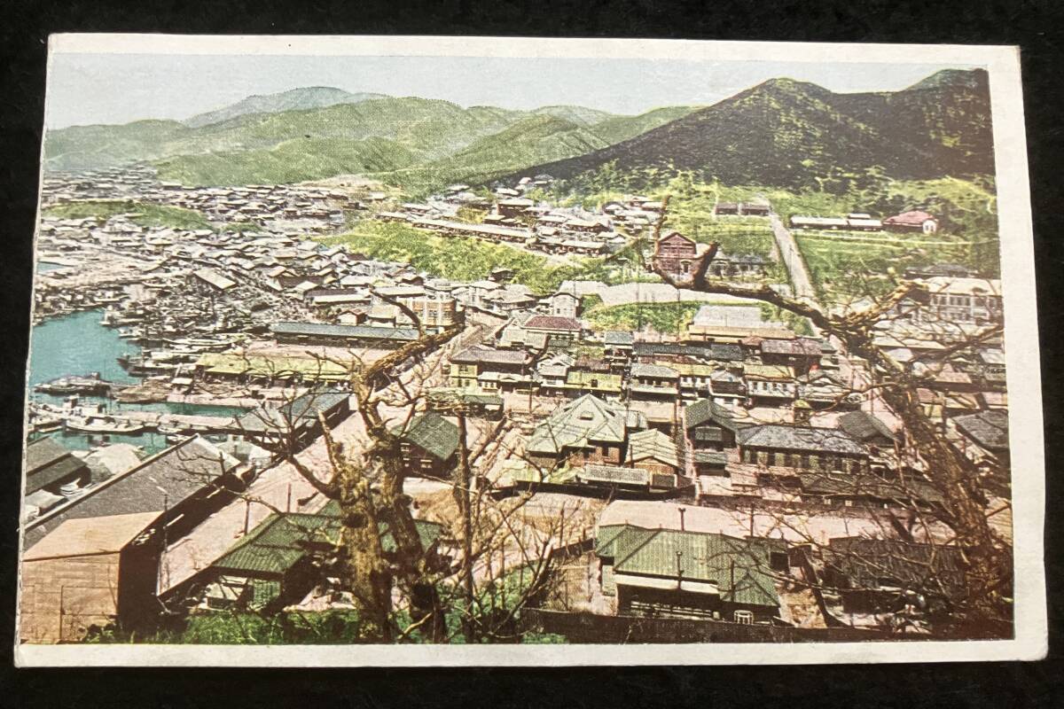 ★蔵出し//戦前 原色 絵葉書 朝鮮 清津市街の一部 パノラマ 風景 古写真 絵はがき 2枚//当時物 郵便資料//★送料込 菊_画像4