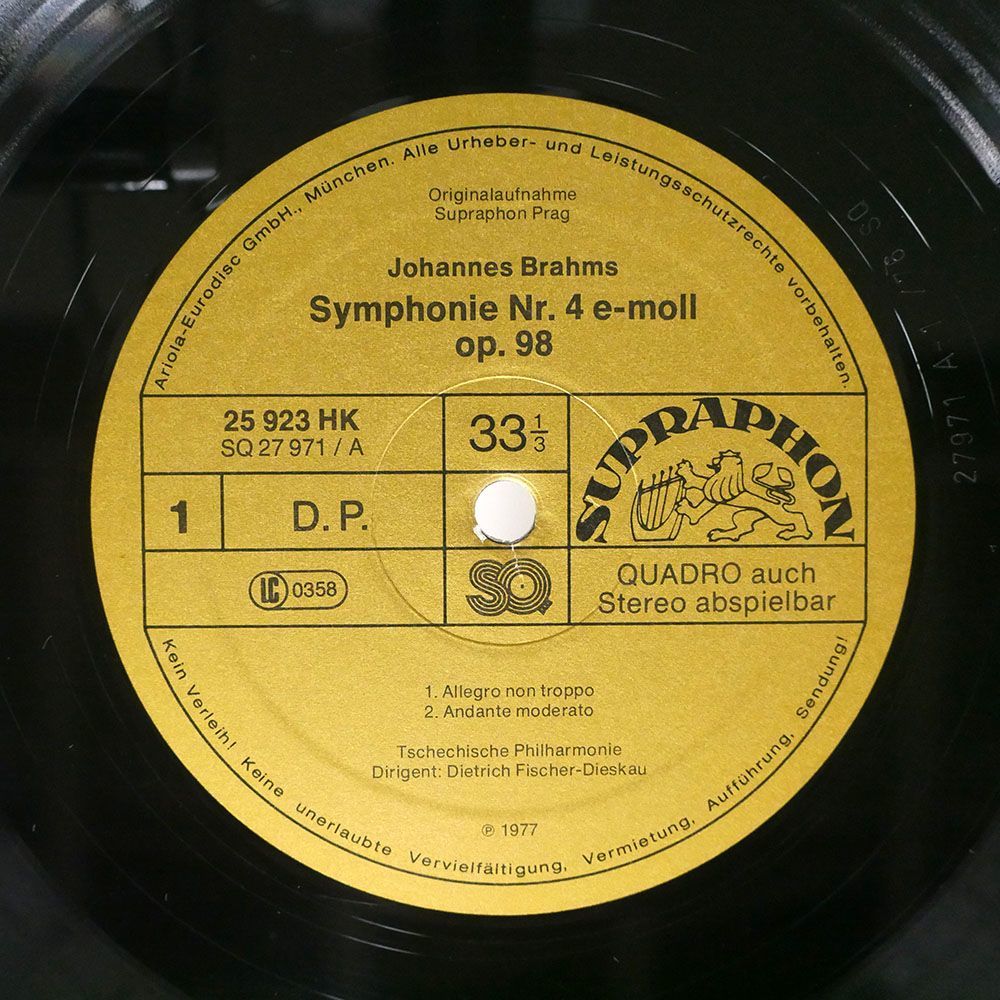 独 DIESKAU/BRAHMS:SYMPHONIE NR.4 E-MOLL OP.98/SUPRAPHON 25923HK LP_画像2