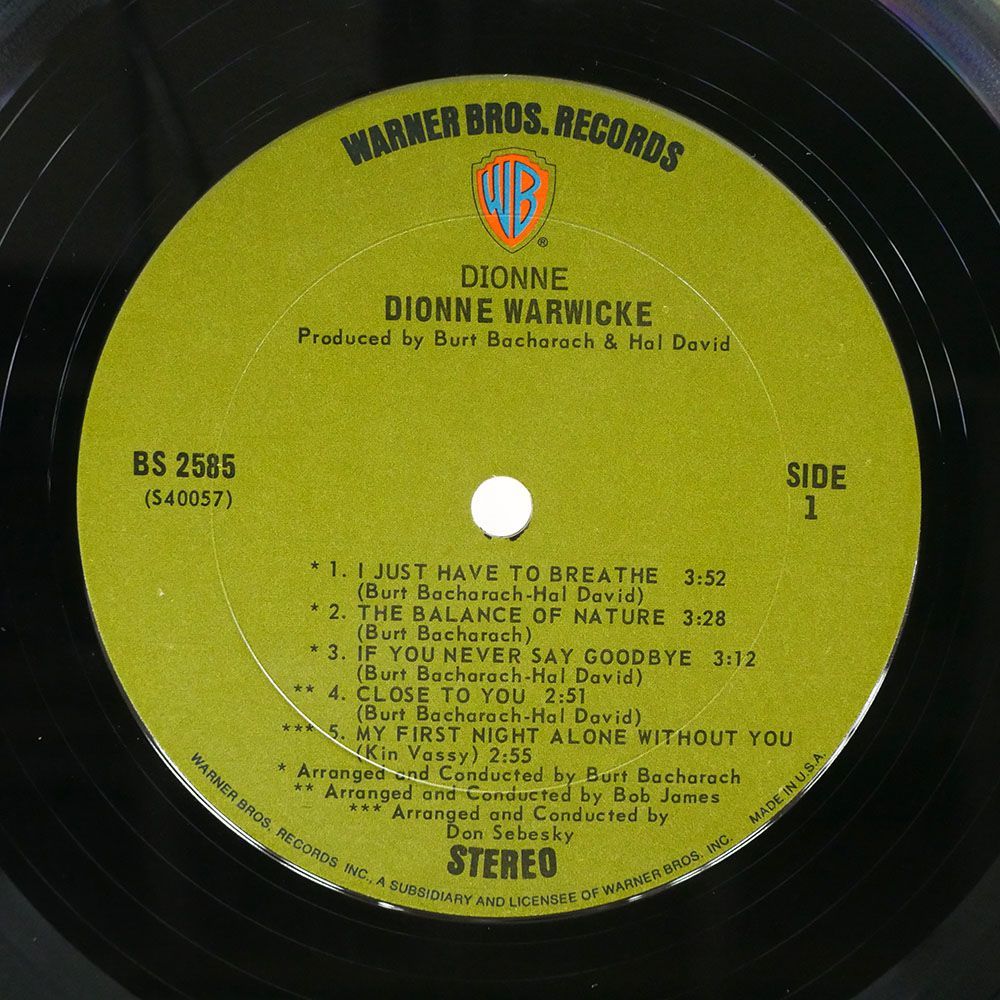 米 DIONNE WARWICK/DIONNE/WARNER BS2585 LP_画像2