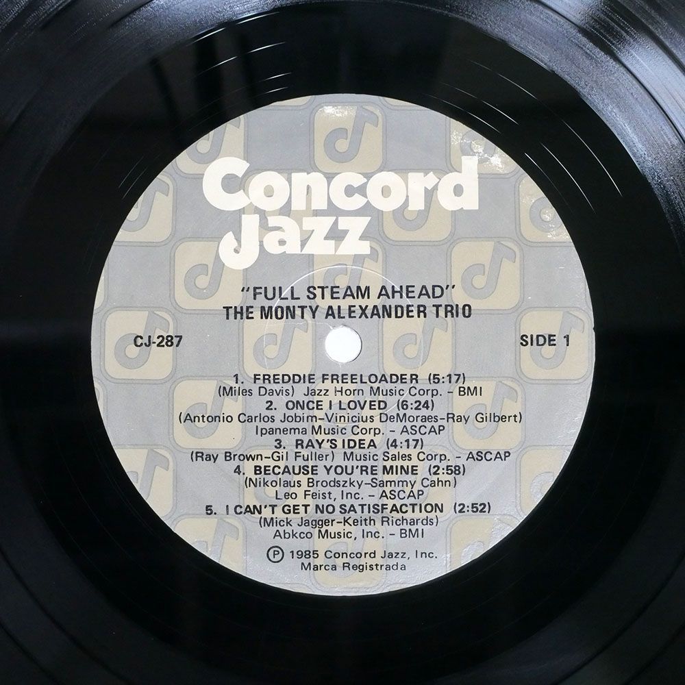 米 MONTY ALEXANDER TRIO/FULL STEAM AHEAD/CONCORD JAZZ CJ287 LP_画像2