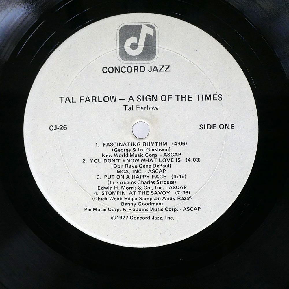 米 TAL FARLOW/A SIGN OF THE TIMES/CONCORD JAZZ CJ26 LP_画像2