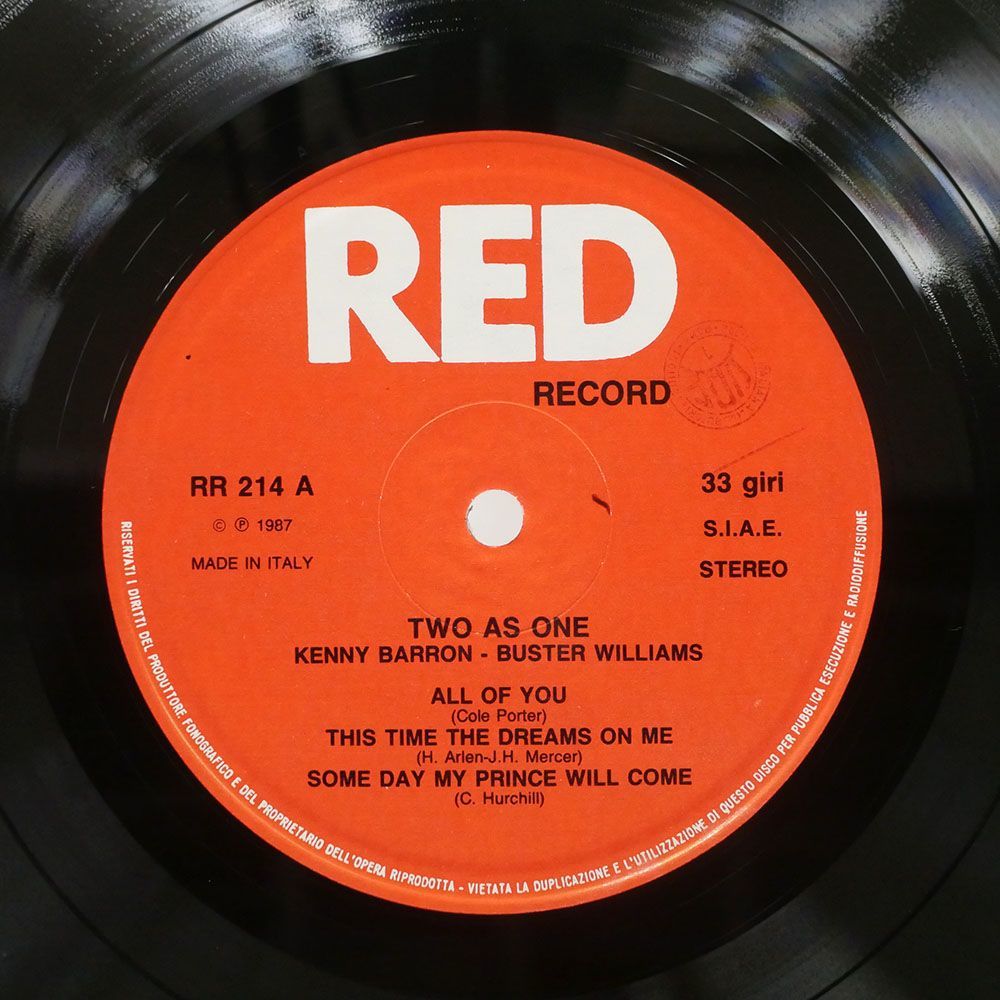 伊 KENNY BARRON/TWO AS ONE - LIVE AT UMBRIA JAZZ/RED RECORD RR214 LP_画像2
