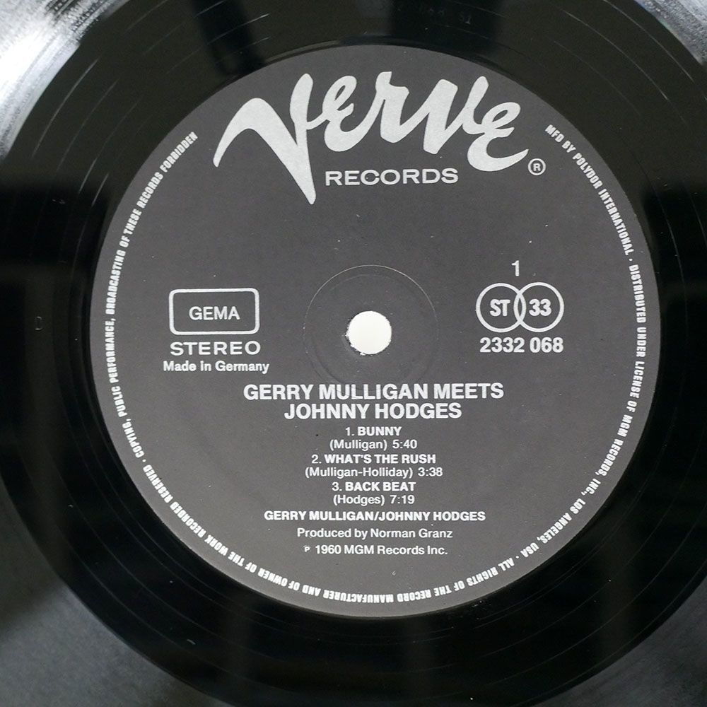 独 GERRY MULLIGAN/MEETS JOHNNY HODGES/VERVE 2332068 LP_画像2