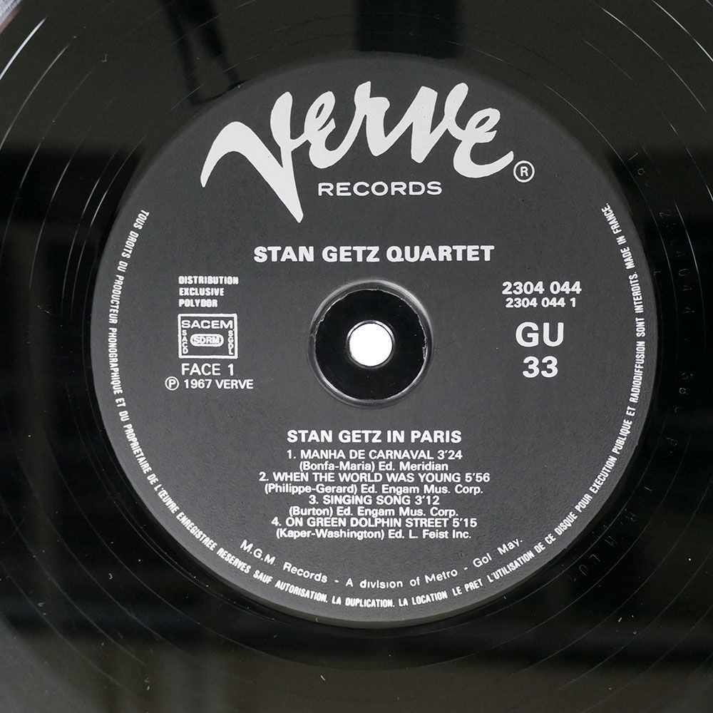 仏 STAN GETZ QUARTET/IN PARIS/VERVE 2304044 LP_画像2