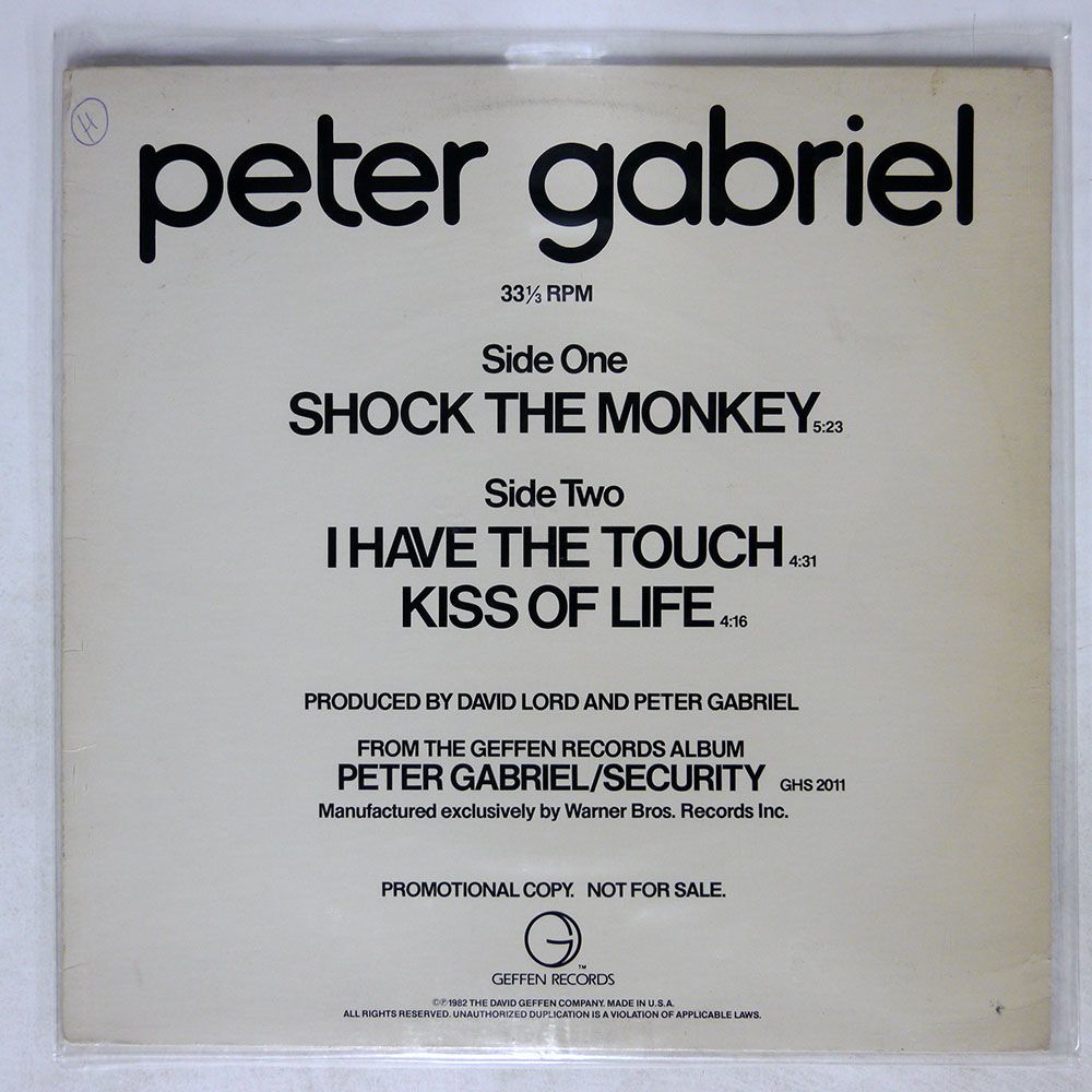 PETER GABRIEL/SHOCK THE MONKEY /GEFFEN PROA1062 12_画像1