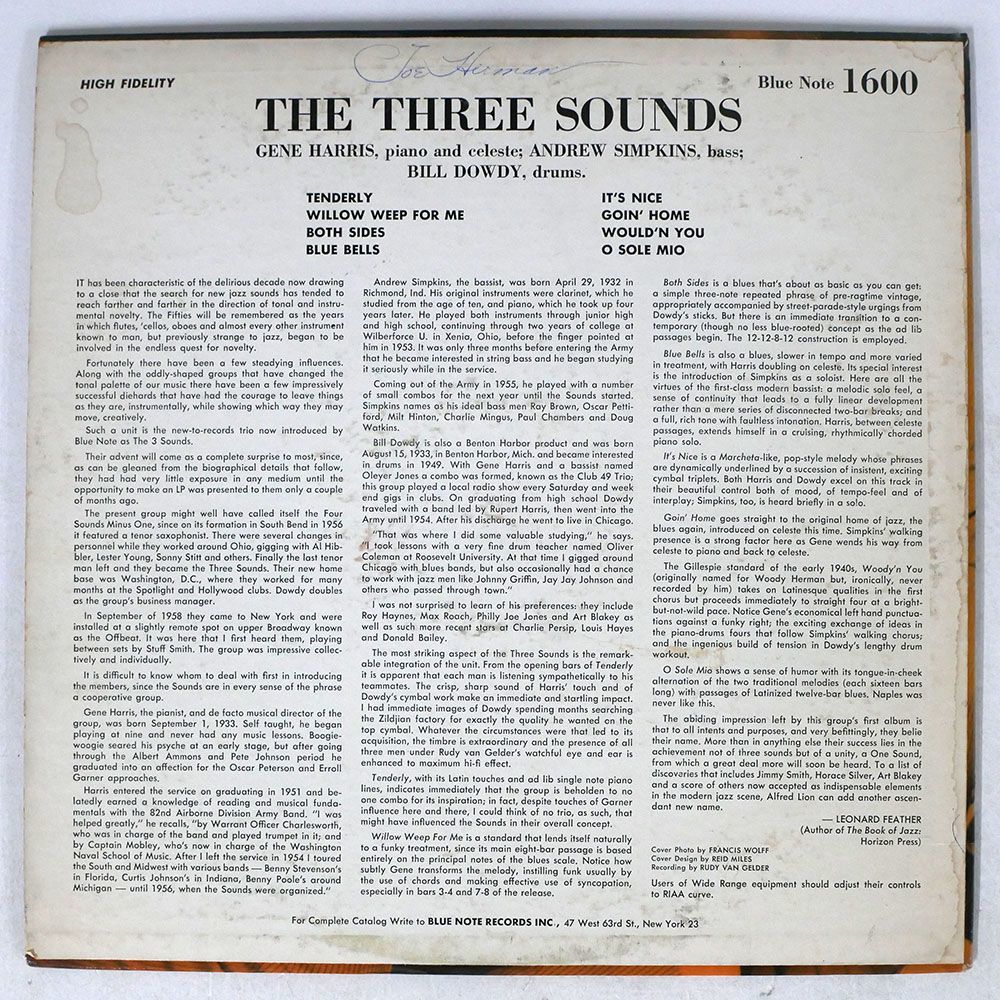 THREE SOUNDS/3 SOUNDS/BLUE NOTE BLP1600 LP_画像2
