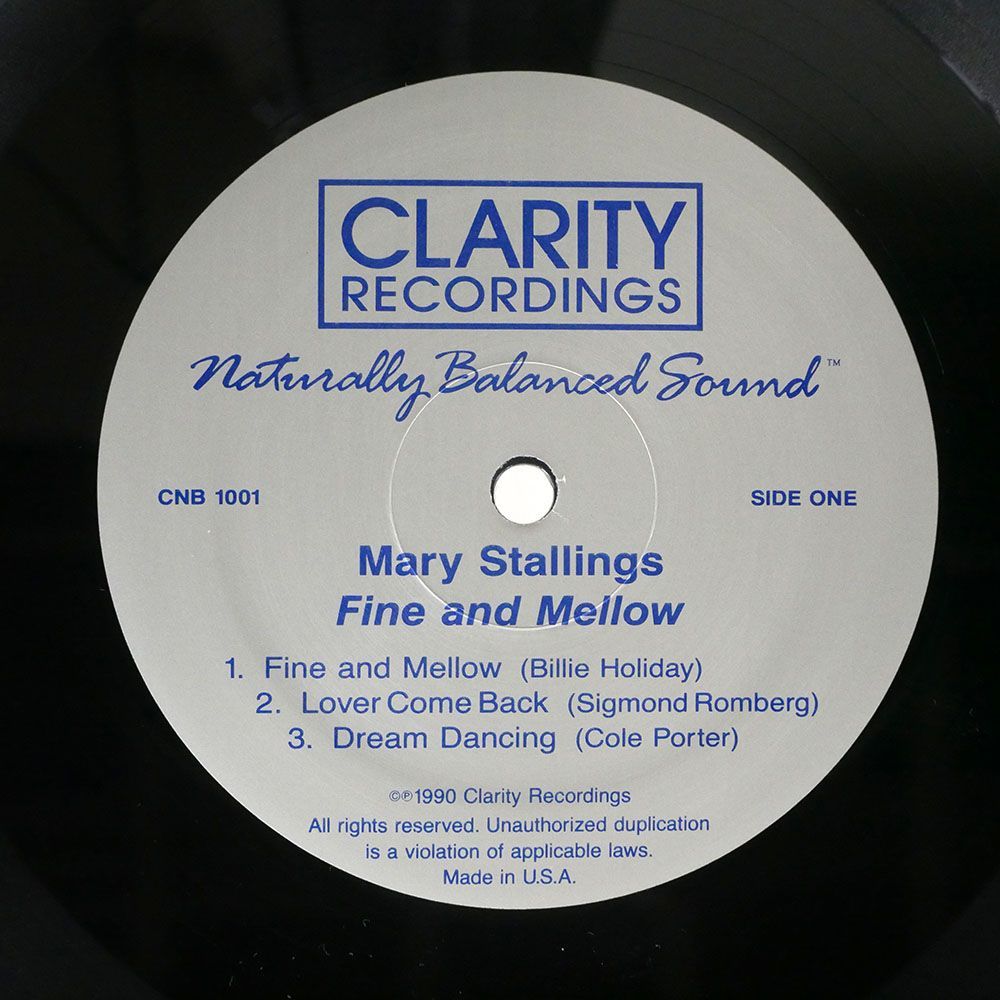 MARY STALLINGS/FINE AND MELLOW/CLARITY RECORDINGS CNB1001 LP_画像2