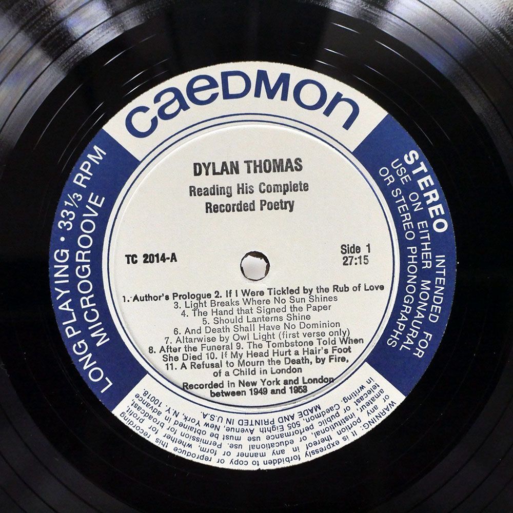 米 DYLAN THOMAS/READING HIS COMPLETE RECORDED POETRY/CAEDMON TC2014 LP_画像2