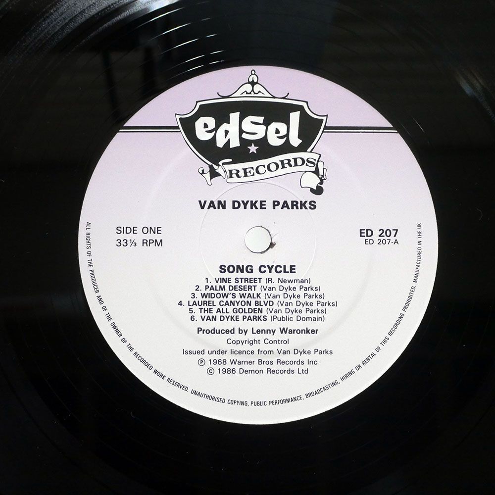 英 VAN DYKE PARKS/SONG CYCLE/EDSEL ED207 LP_画像2