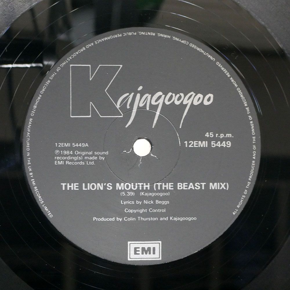 英 KAJAGOOGOO/LION’S MOUTH (THE BEAST MIX)/EMI 12EMI5449 12_画像2