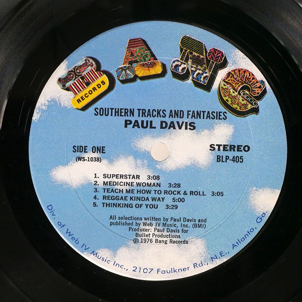 PAUL DAVIS/SOUTHERN TRACKS & FANTASIES/BANG BLP405 LPの画像2