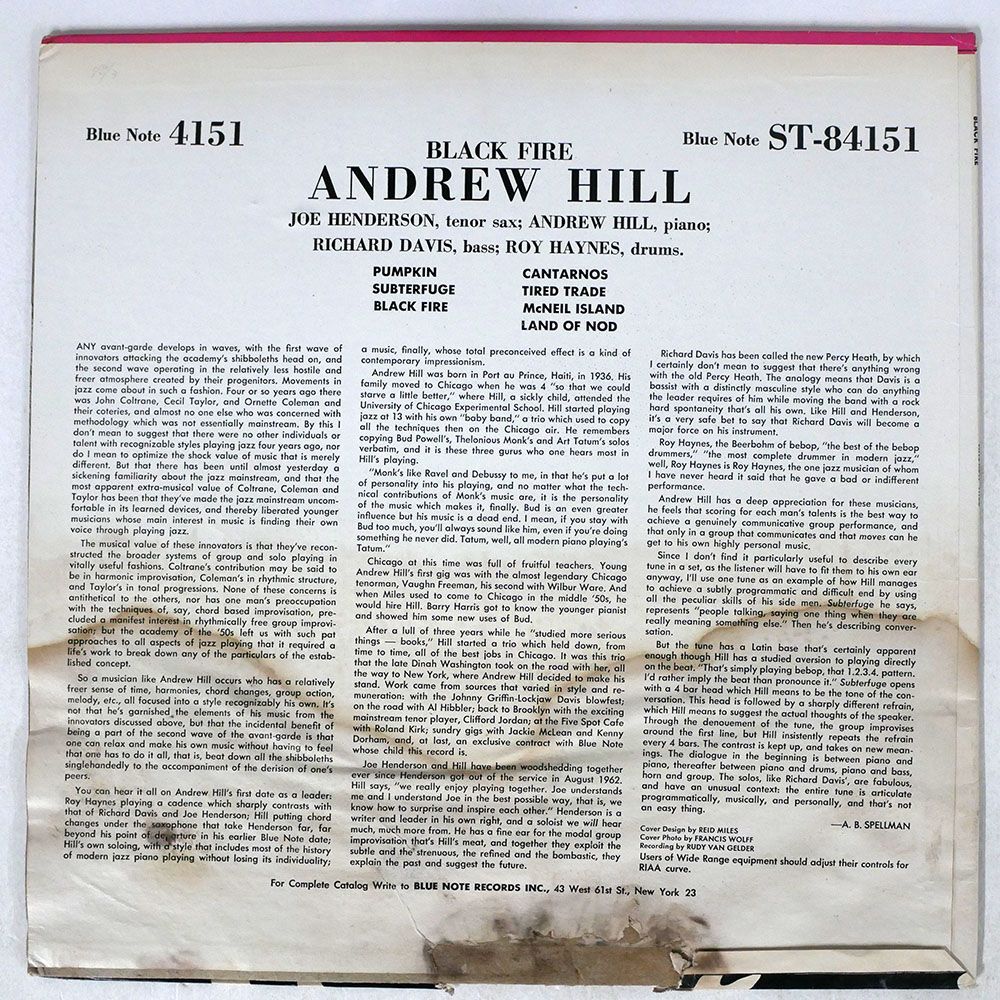 米 ANDREW HILL/BLACK FIRE/BLUE NOTE BST84151 LP_画像2