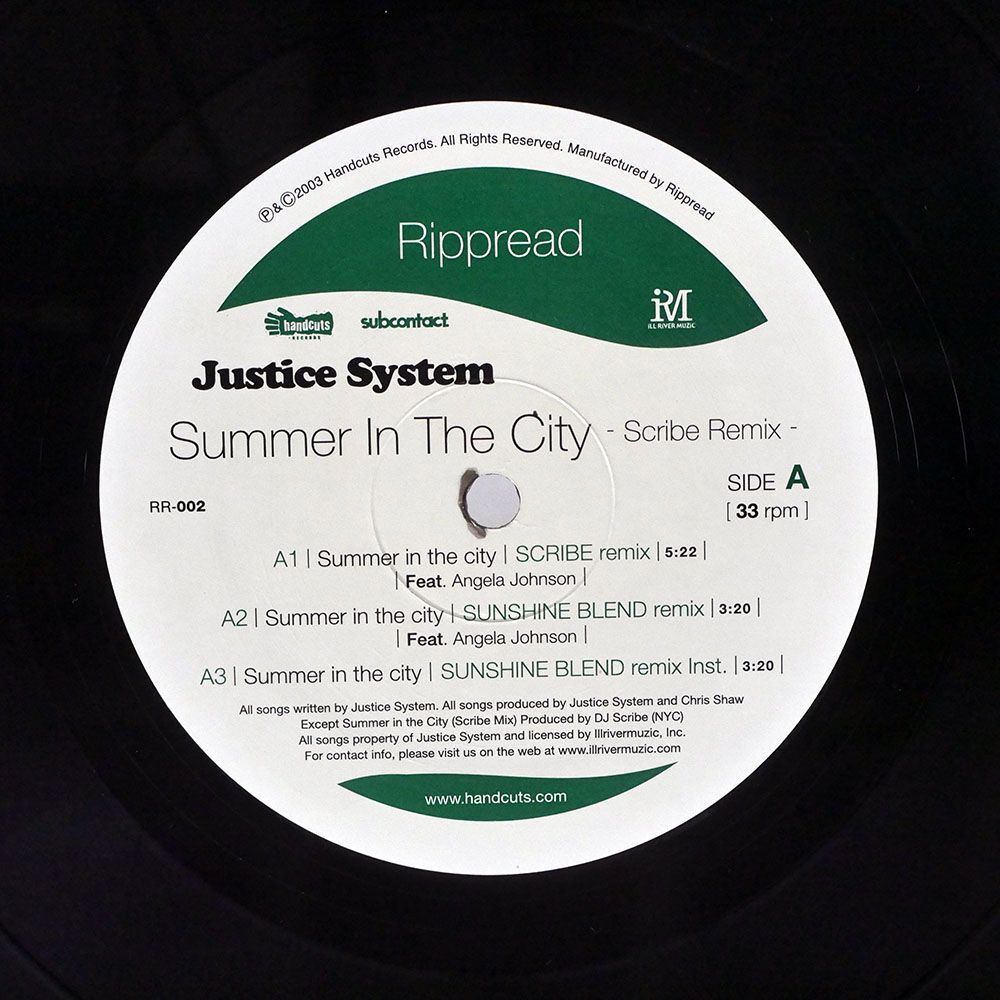 JUSTICE SYSTEM/SUMMER IN THE CITY (SCRIBE REMIX)/HANDCUTS RR002 12_画像2