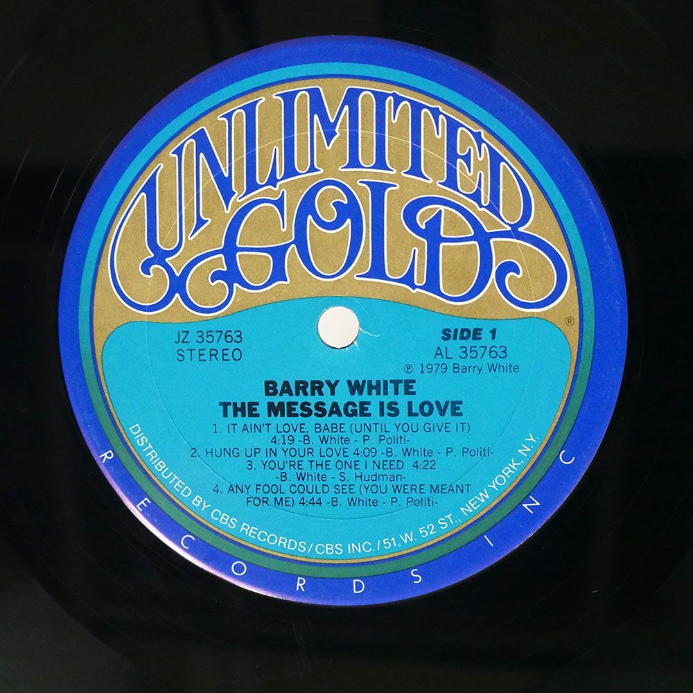 米 BARRY WHITE/MESSAGE IS LOVE/UNLIMITED GOLD JZ35763 LP_画像2