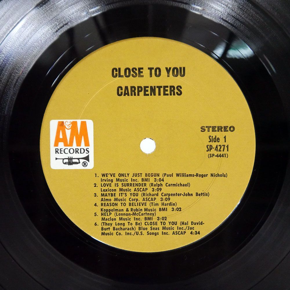 米 CARPENTERS/CLOSE TO YOU/A&M SP4271 LP_画像3