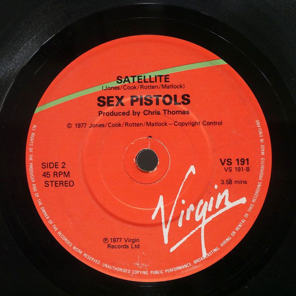 英 SEX PISTOLS/HOLIDAYS IN THE SUN/VIRGIN VS191 7 □_画像2