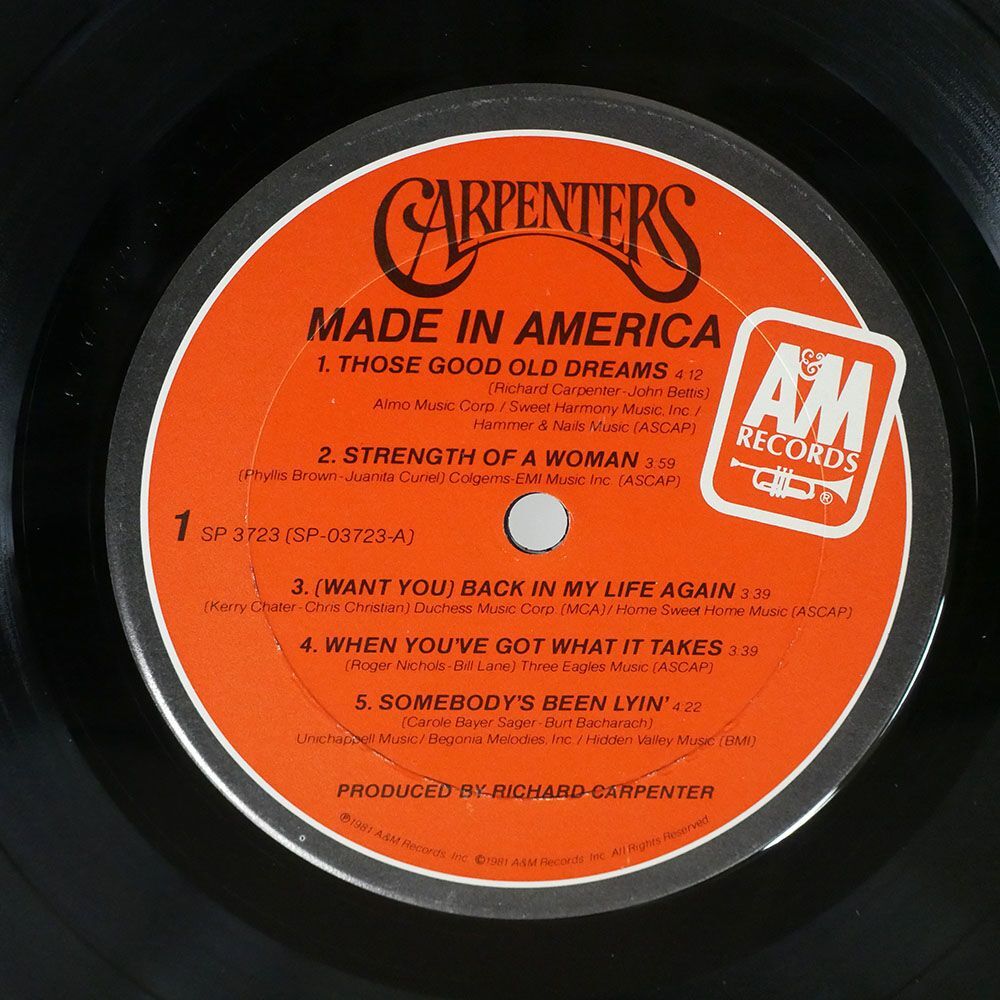 米 CARPENTERS/MADE IN AMERICA/A&M SP3723 LP_画像2