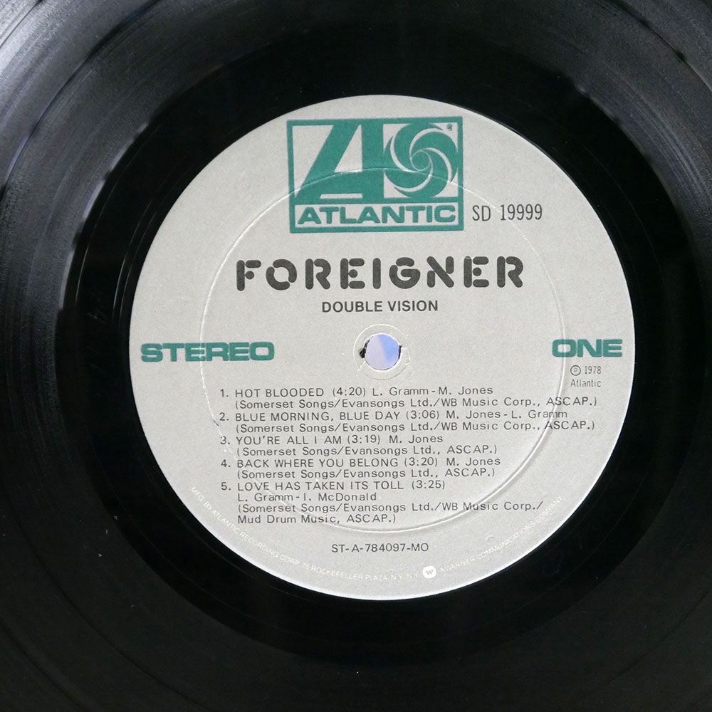 米 FOREIGNER/DOUBLE VISION/ATLANTIC SD19999 LPの画像2