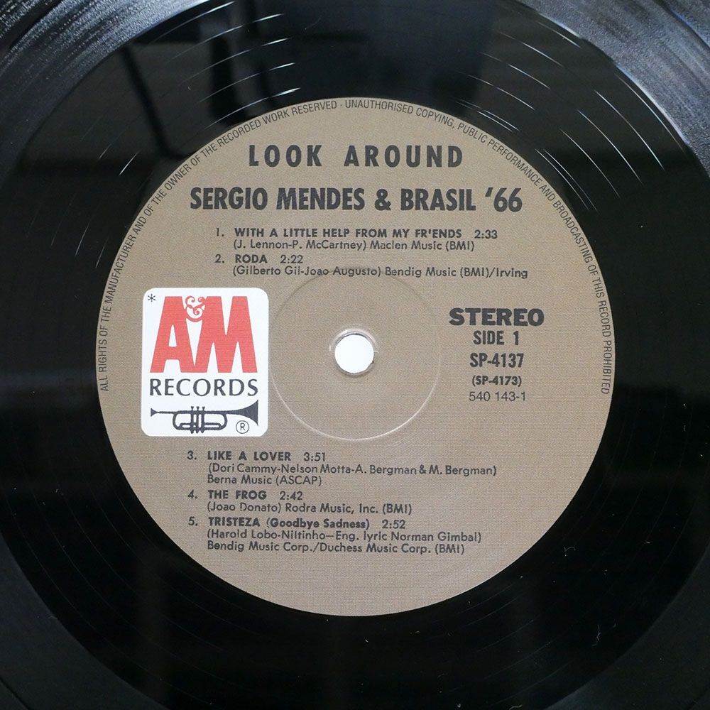 米 SERGIO MENDES & BRASIL ’66/LOOK AROUND/A&M SP4137 LPの画像2