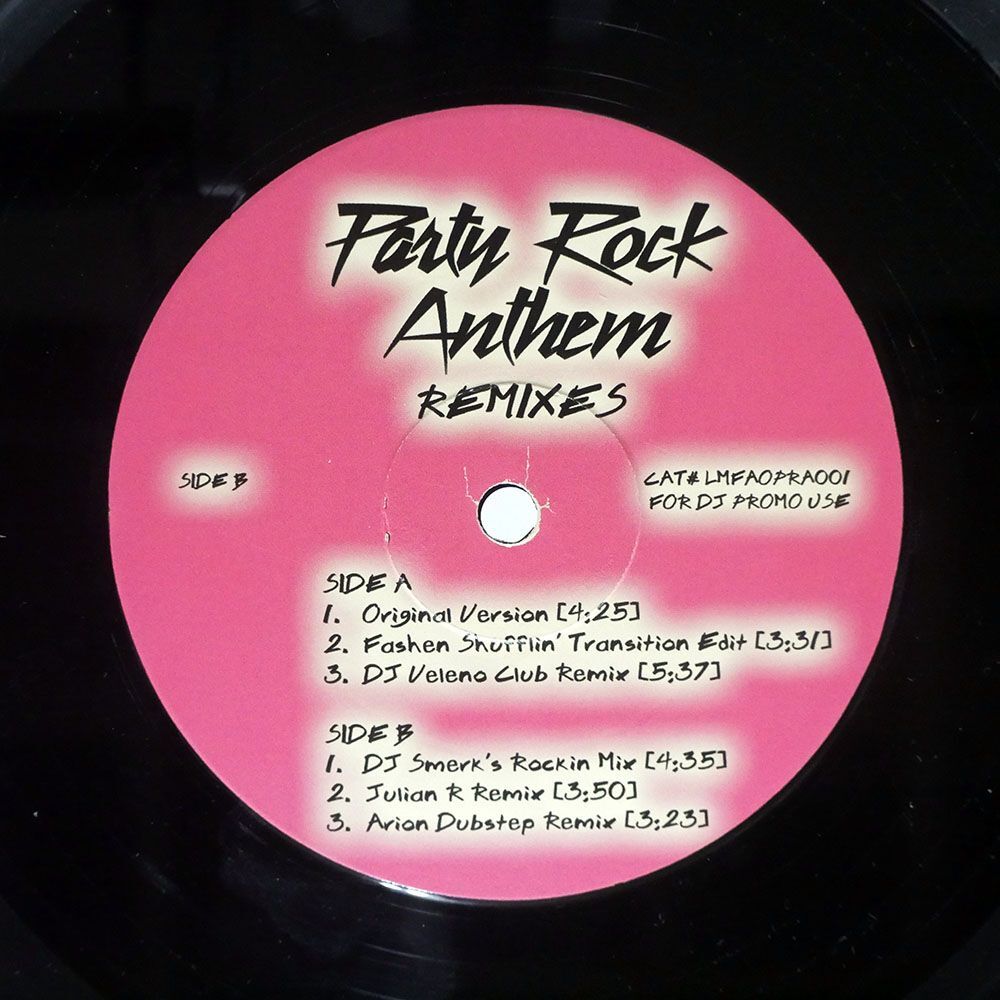 英 LMFAO/PARTY ROCK ANTHEM (REMIXES)/NOT ON LABEL (LMFAO) LMFAOPRA001 12_画像1