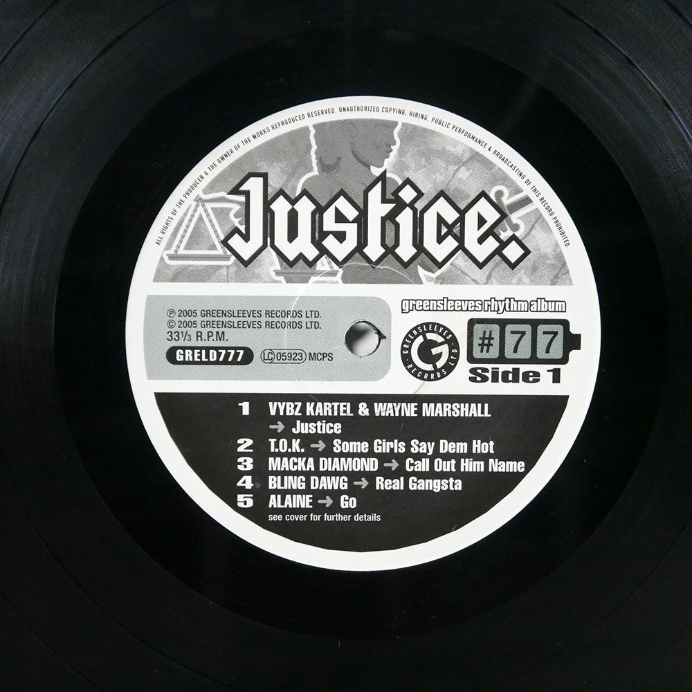 英 VA(VYBZ KARTEL 他)/JUSTICE/GREENSLEEVES GRELD777 LPの画像2