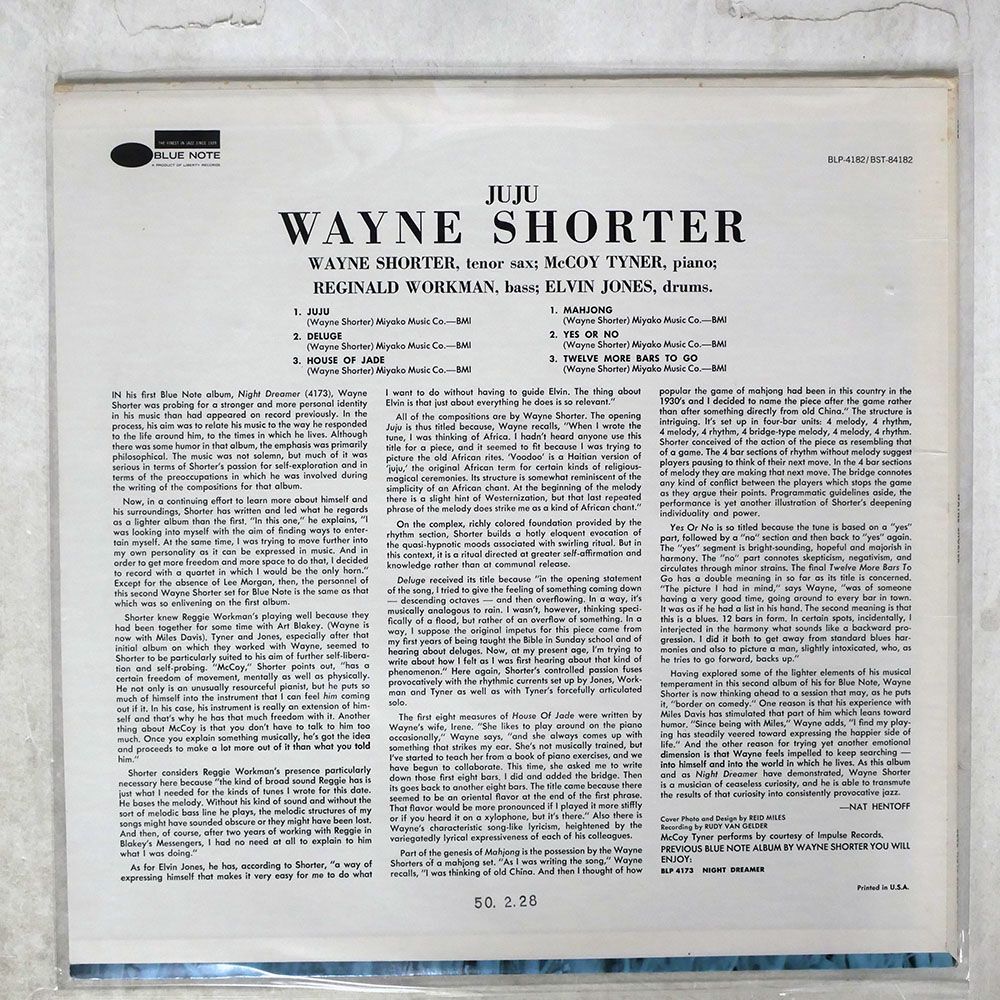 米 音符 WAYNE SHORTER/JUJU/BLUE NOTE BST 84182 LPの画像3