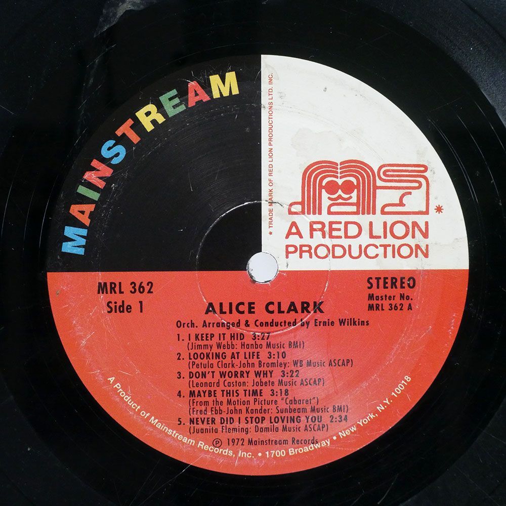 米 ALICE CLARK/SAME/MAINSTREAM MRL362 LPの画像2