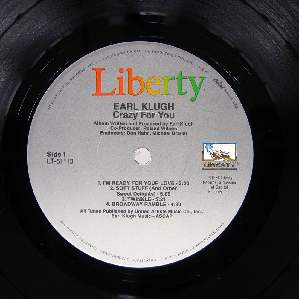 EARL KLUGH/CRAZY FOR YOU/LIBERTY LT51113 LP_画像2