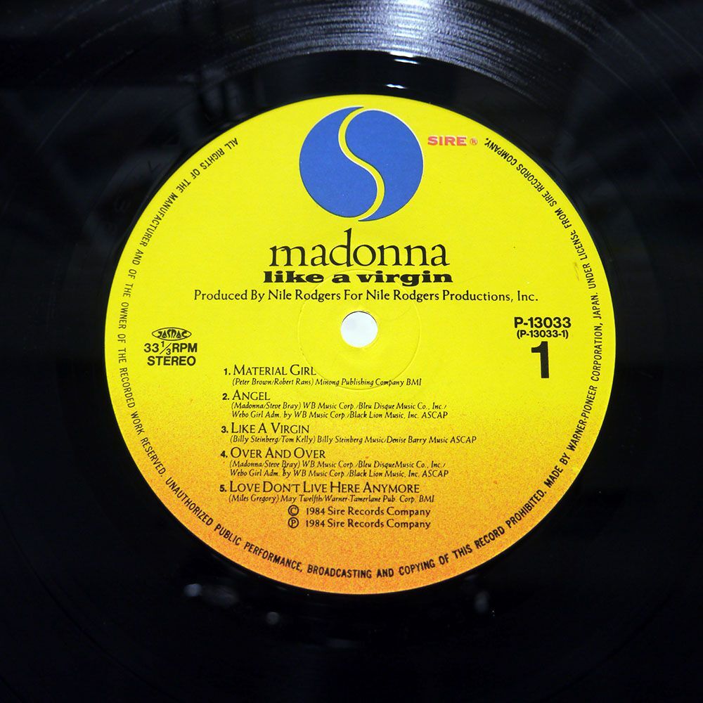 帯付き MADONNA/LIKE A VIRGIN/SIRE P13033 LP_画像3