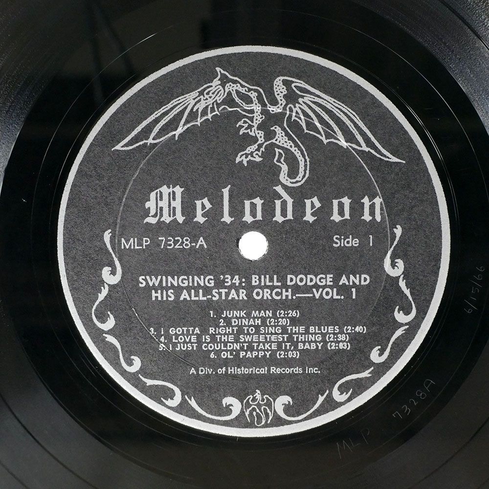 米 BILL DODGE & HIS ALL-STAR ORCHESTRA/SWINGING ’34, VOLUME 1/MELODEON MLP7328 LPの画像2