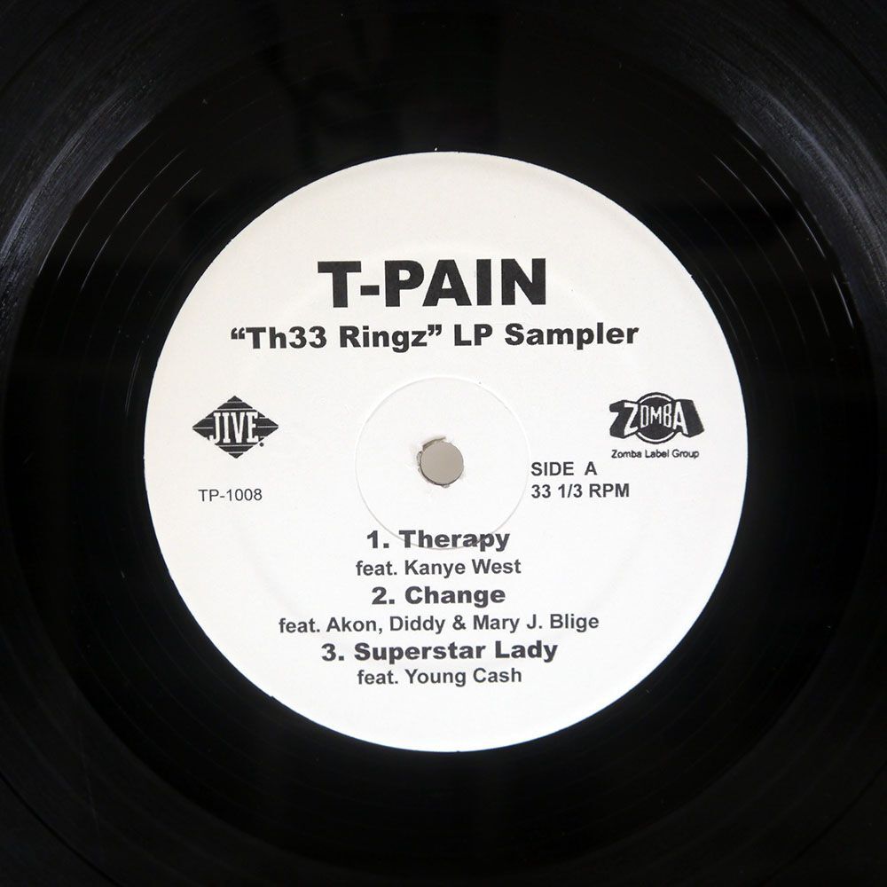 T-PAIN/THR33 RINGZ’’ LP SAMPLER/JIVE TP1008 12の画像1