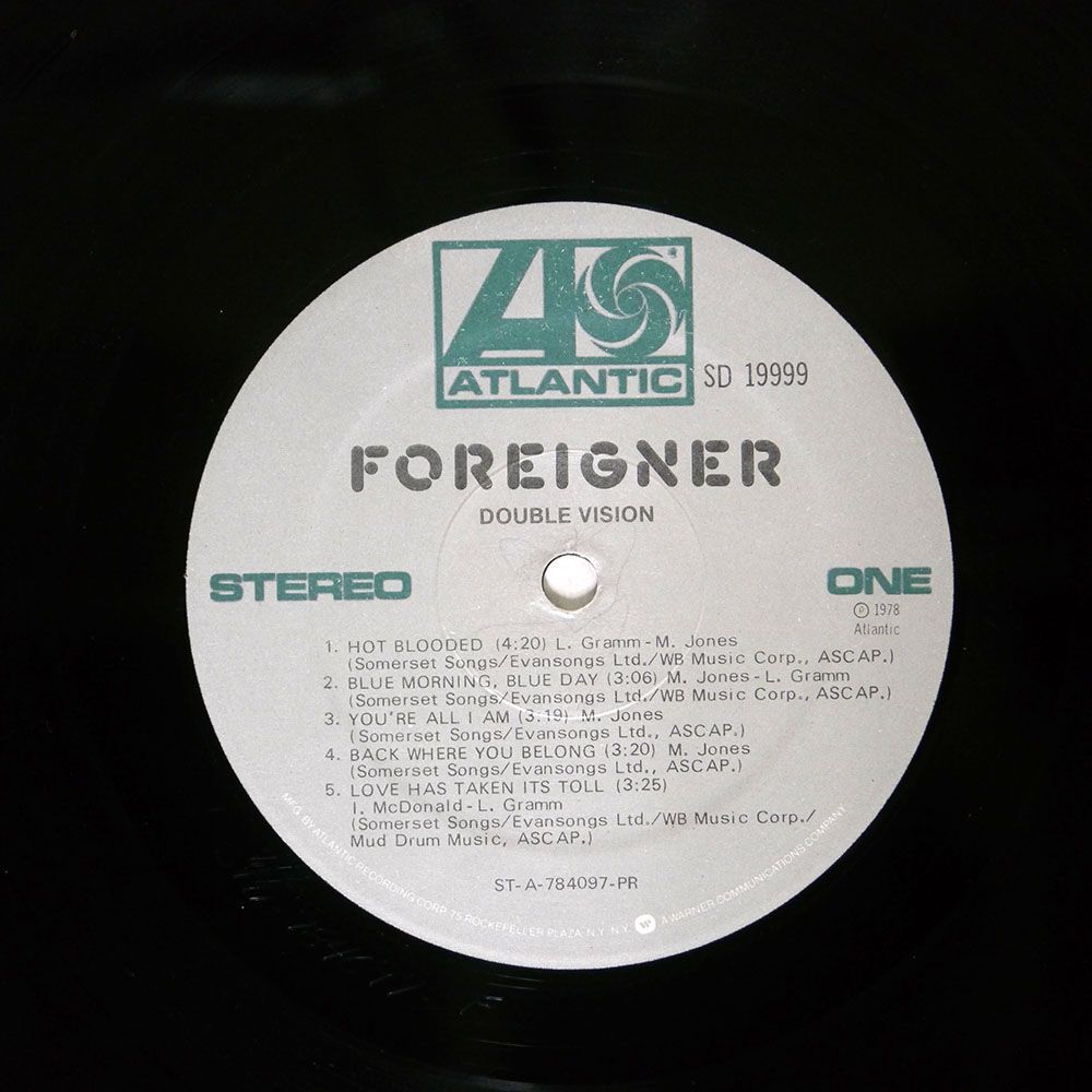 米 FOREIGNER/DOUBLE VISION/ATLANTIC SD19999 LP_画像2