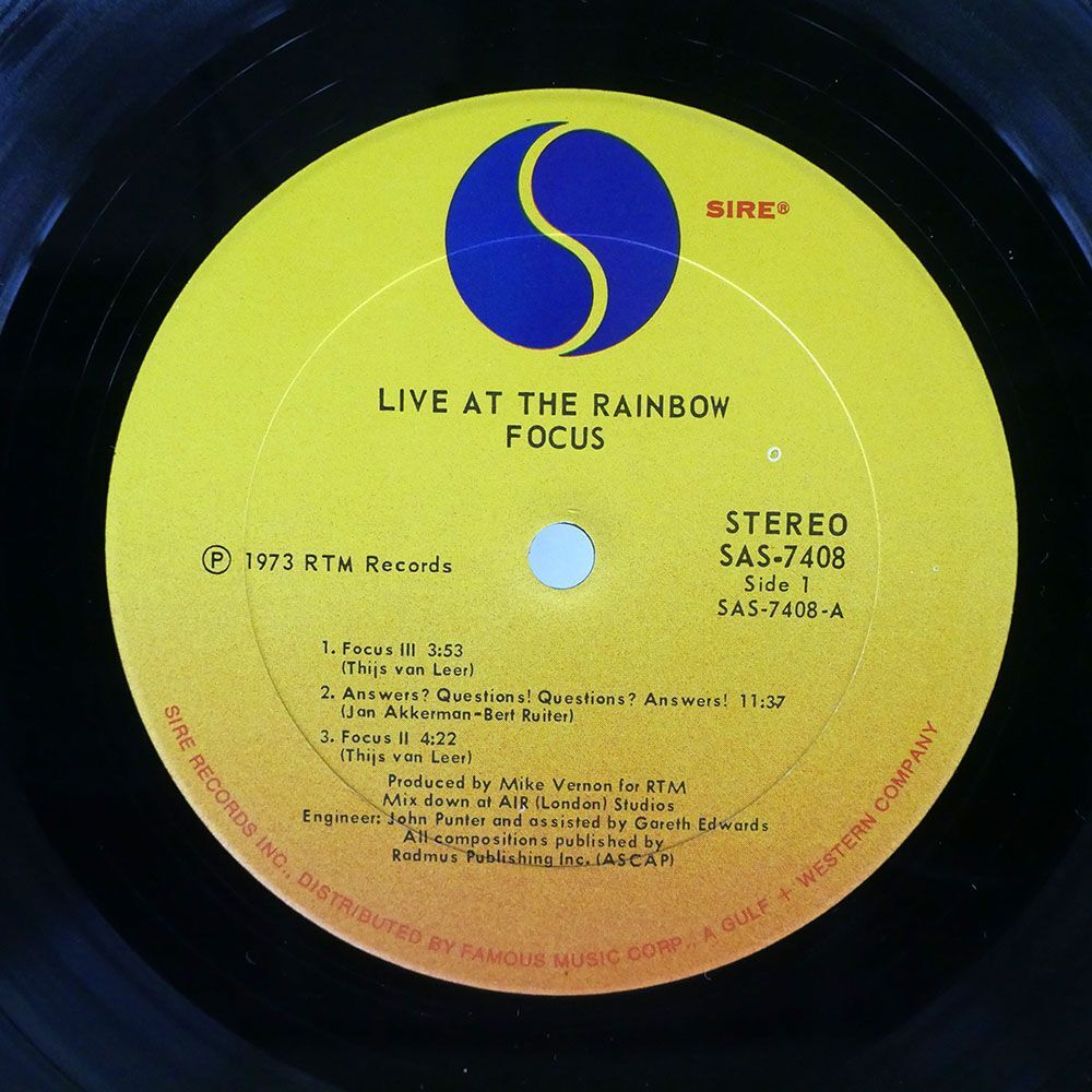 FOCUS/LIVE AT THE RAINBOW/SIRE SAS7408 LP_画像2