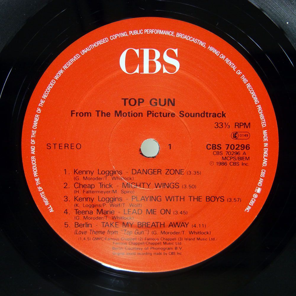 OST/TOP GUN/CBS CBS70296 LPの画像2