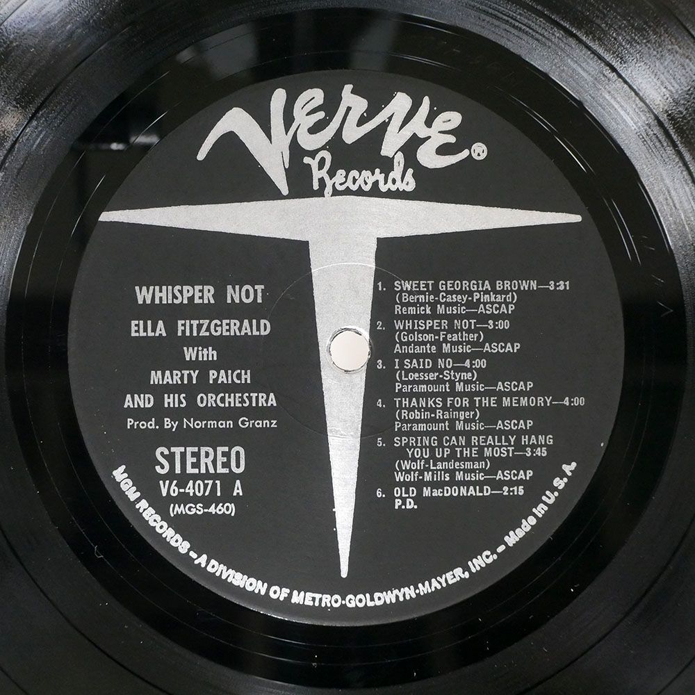 ELLA FITZGERALD/WHISPER NOT/VERVE V64071 LPの画像2