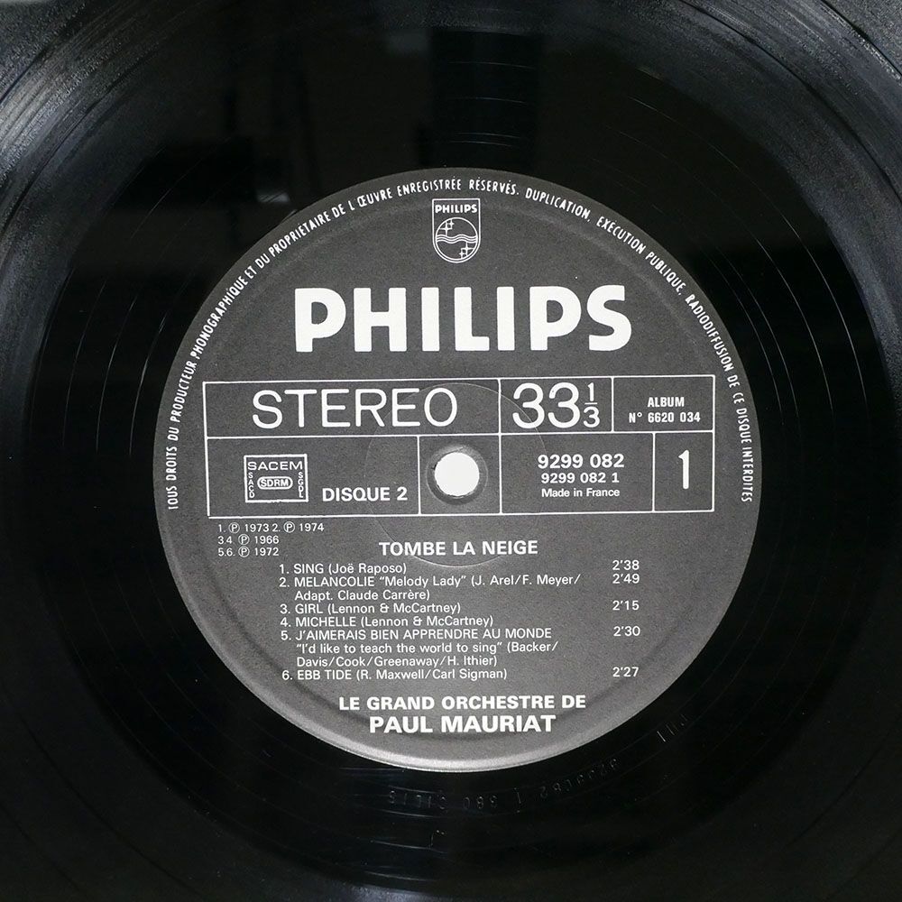 帯付き PAUL MAURIAT/TOMBE LA NEIGE/PHILIPS 9299081 LP_画像2