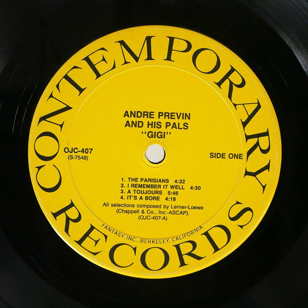 米 ANDRE PREVIN & HIS PALS/MODERN JAZZ PERFORMANCES OF SONGS FROM GIGI/ORIGINAL JAZZ CLASSICS OJC407 LPの画像2