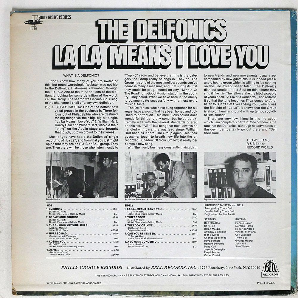THE DELFONICS/LA LA MEANS I LOVE YOU/PHILLY GROOVE PG1150 LPの画像2