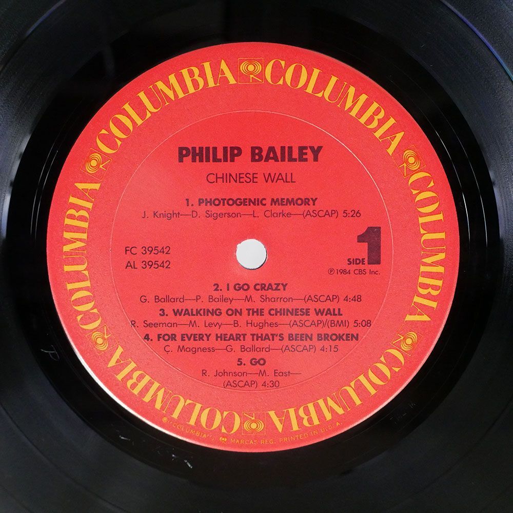 米 PHILIP BAILEY/CHINESE WALL/COLUMBIA FC39542 LPの画像2