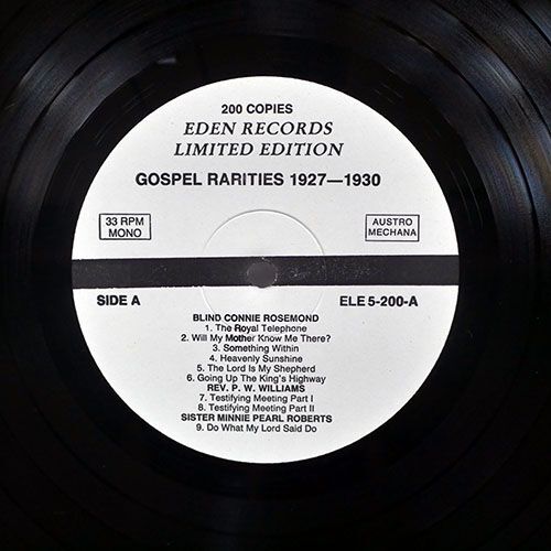 VARIOUS/GOSPEL RARITIES (1926-1930)/EDEN ELE5200 LPの画像2