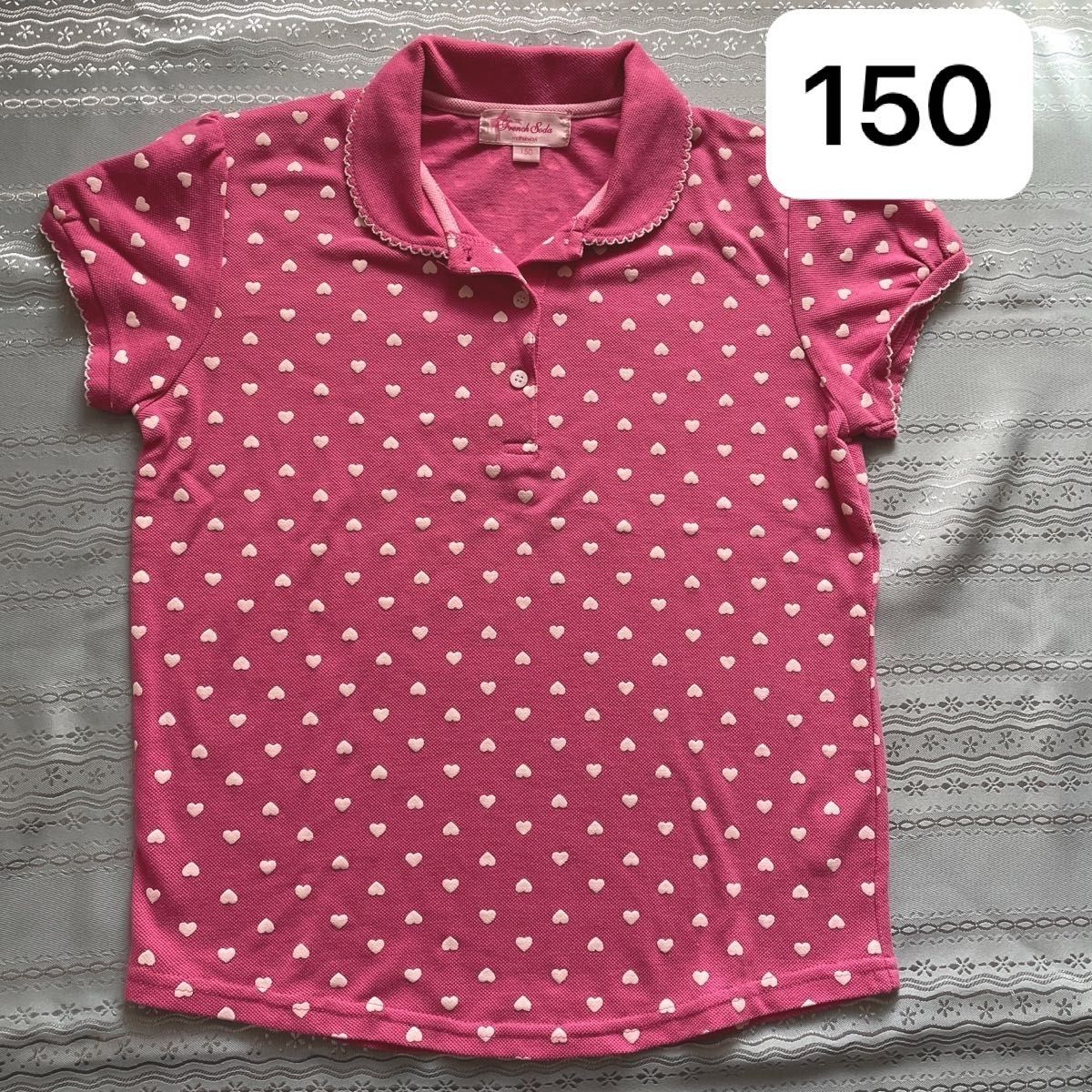 マザウェイズ　150  女の子　ピンク　ハート柄　ポロシャツ