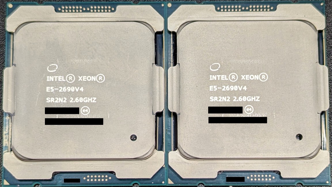 Intel CPU Xeon E5-2690v4 同一バッチナンバー 2個セット SR2N2 14C/28T 2.60～3.50GHz Cache 35MB DDR4-2400 TDP 135W FCLGA2011の画像1