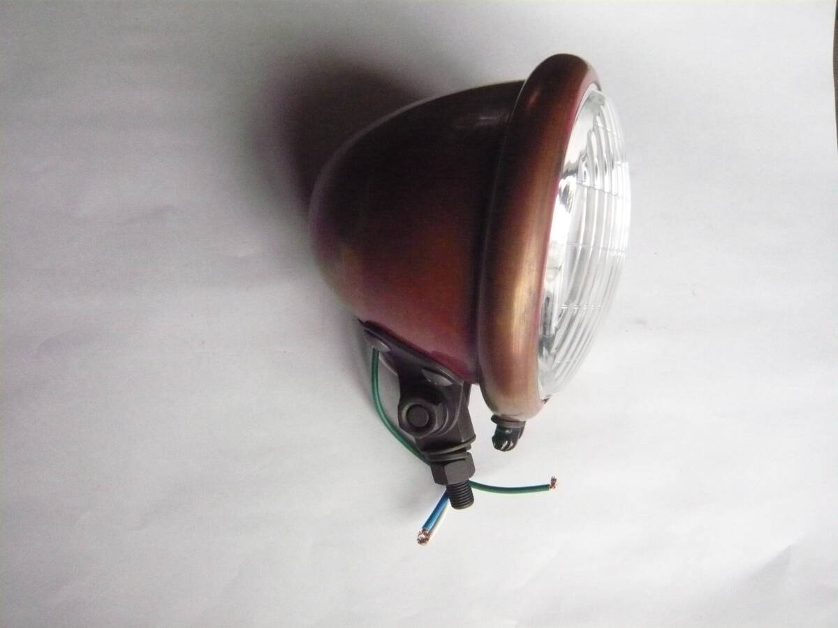 4.5インチ　カッパー（銅）製ヘッドライト　ヘラ絞り_画像1